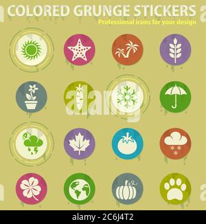 nature colored grunge icons Stock Vector