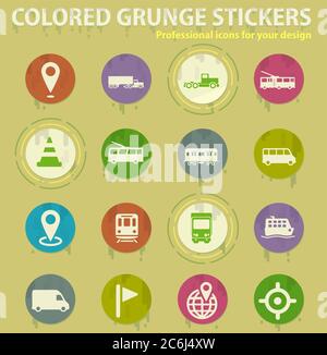 Navigation colored grunge icons Stock Vector
