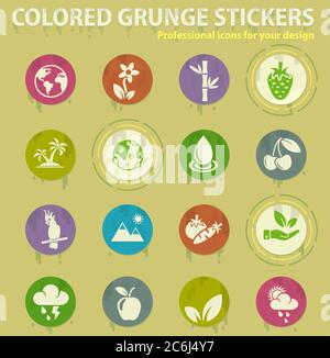 nature colored grunge icons Stock Vector