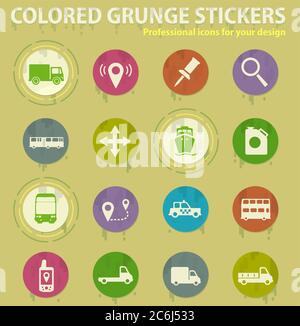 Navigation colored grunge icons Stock Vector