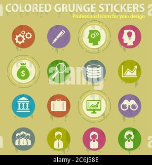 Office colored grunge icons Stock Vector