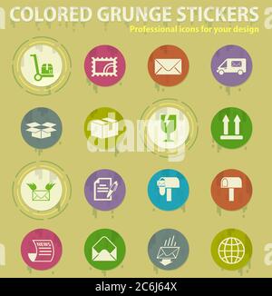 post service colored grunge icons Stock Vector