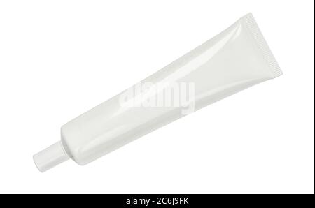 White/gray cream tube isolated on white background. Blank packaging mockup template Stock Photo