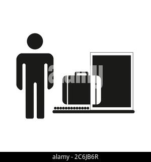 baggage inspection icon, customs revision, web symbol on white background Stock Vector