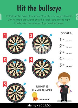 Bullseye Educational Sheet. Primary module for Numerical Ability. 5-6 years old. Educational Sheets Series Stock Vector