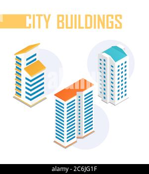City buildings - modern vector colorful isometric elements Stock Vector