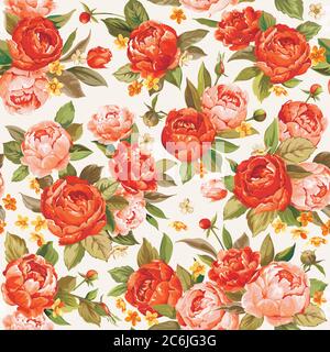 Floral pattern seamless vector background. Vector garden realistic vector illustration with flower. Stock Vector