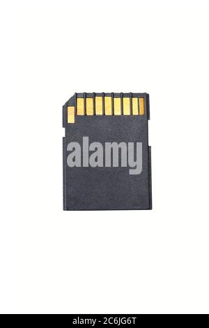 Micro sd card on white background.  Black Memory card isolated Stock Photo