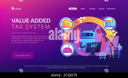 Value added tax system concept landing page Stock Vector