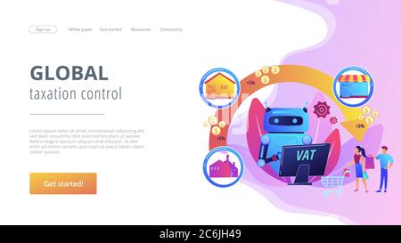 Value added tax system concept landing page Stock Vector