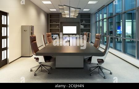 Modern style meeting room 3d rendering image Stock Photo