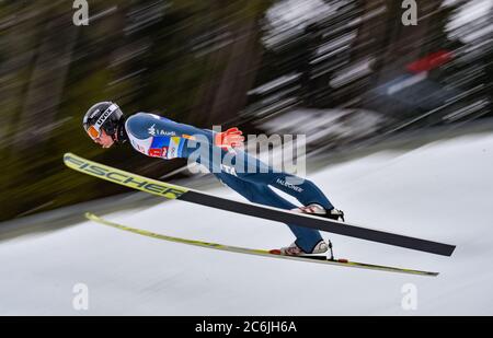 Italian ski jumper,  at the 2019 FIS World Nordic Championships, Seefeld, Austria. Stock Photo