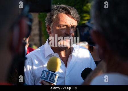 Caserta, Italy. 09th July, 2020. The leader of 'Italia Viva' Matteo Renzi arrives in Caserta to support the candidate Nicola Caputo in the next regional elections.He also speaks about his latest book 'La mossa del cavallo'. In the picture: Matteo Renzi (Photo by Gennaro Buco/Pacific Press/Sipa USA) Credit: Sipa USA/Alamy Live News Stock Photo