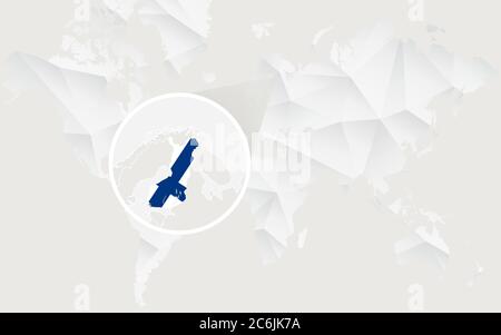 Finland map with flag in contour on white polygonal World Map. Vector Illustration. Stock Vector