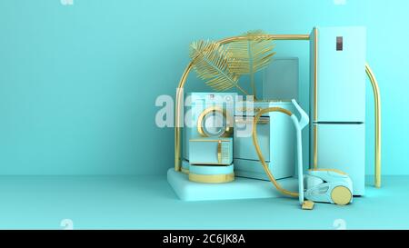 Minimal simple Home appliances background sales trade concept on pastel color background for copy space 3d rendering Stock Photo