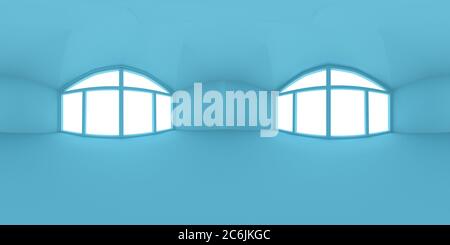 Full spherical 360 by 180 degrees seamless panorama in equirectangular equidistant projection, panorama in interior empty blue room 3d render Stock Photo