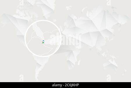 Djibouti map with flag in contour on white polygonal World Map. Vector Illustration. Stock Vector