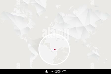 Panama map with flag in contour on white polygonal World Map. Vector Illustration. Stock Vector
