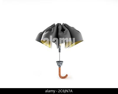 closed two tone umbrella 3d render on white Stock Photo