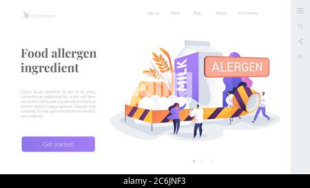 Food allergy landing page concept Stock Vector