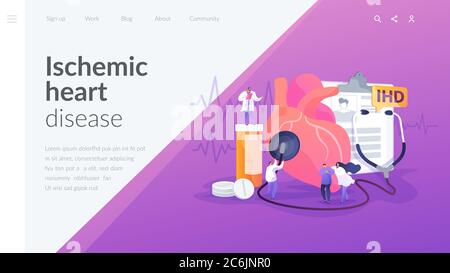 Ischemic heart disease landing page concept Stock Vector