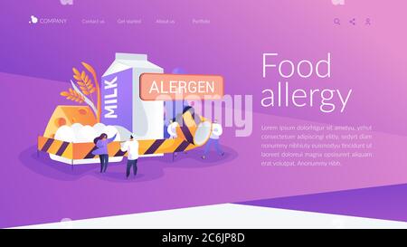 Food allergy landing page concept Stock Vector