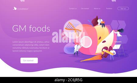 Genetically modified foods landing page concept Stock Vector