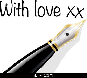 Love note written with stylish black and gold fountain pen. EPS10 vector format, which is easily editable for insertion of your own text. Stock Vector