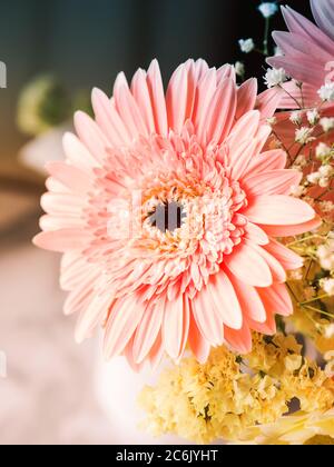 Yellow and pink flowers bouquet Stock Photo