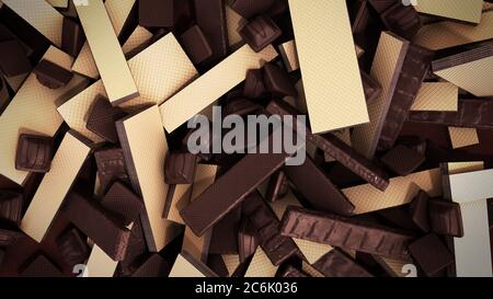 wafer candies and wafer biscuits 3d render on white Stock Photo