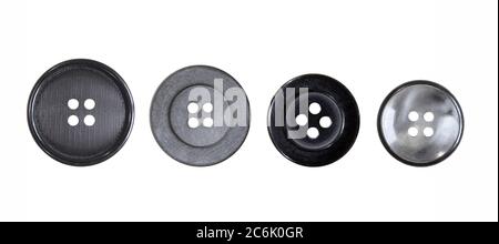 Set of different sewing buttons for clothes isolated on white background. Stock Photo