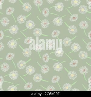 fluffy dandelions seamless vector pattern Stock Vector
