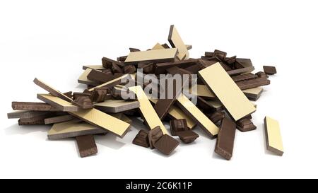 wafer candies and wafer biscuits 3d render on white Stock Photo