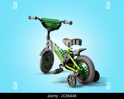 black kids bike on blue gradient background Stock Photo