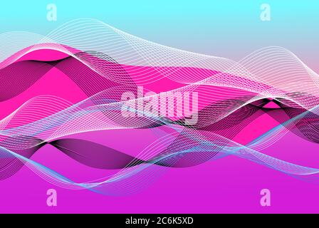 Abstract waves and lines on a lilac background Stock Vector
