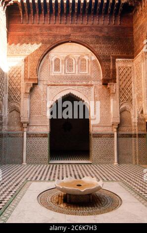 Interiors of a medersa, Medersa Bou Inania, Fez, Morocco Stock Photo