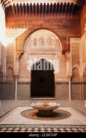 Interiors of a medersa, Medersa Bou Inania, Fez, Morocco Stock Photo