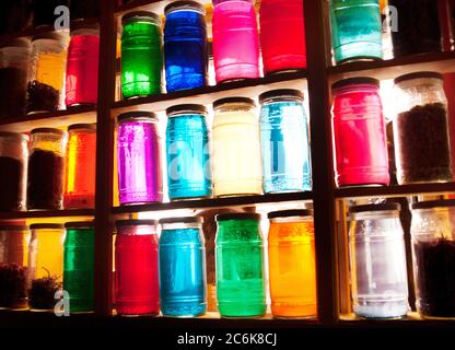 Inside of an artist storage cabinet with a variety of oil and acrylic  paints in an artist's studio Stock Photo - Alamy