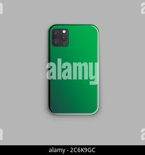 Beautiful deep green gradient print smartphone case design. Mock up smartphone case. Trendy stylish case Stock Vector