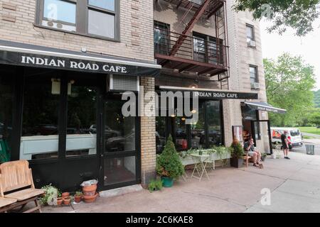 the Indian Road Cafe coffee shop in Northern Manhattan across from Inwood Hill Park Stock Photo