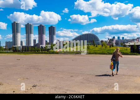 Towers on the Khodynsky field in Moscow in the summer Stock Photo