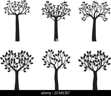 Set back Trees and Leaves. Vector outline Illustration. EPS file. Stock Vector