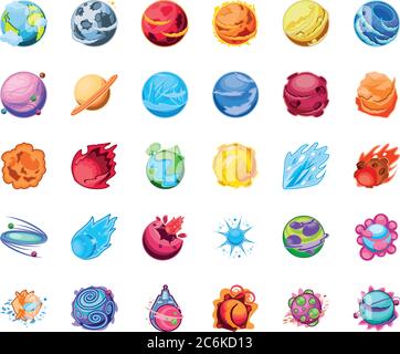 fantastic planets set of icons vector illustration design Stock Vector