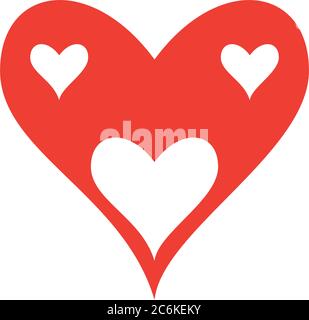 hearts inside heart flat style icon design of love passion and romantic theme Vector illustration Stock Vector