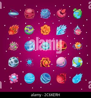 fantastic planets set of icons vector illustration design Stock Vector