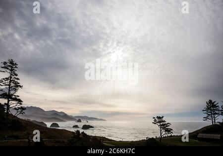 Ecola State Park looking south, Oregon Coast, USA. Stock Photo