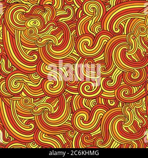 Colorful seamless pattern with curly doodle lines. Vector illustration. Stock Vector