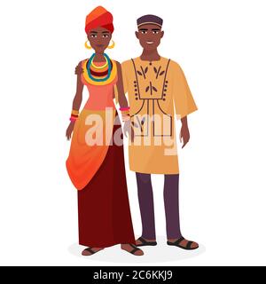 African family. African man and woman couple in traditional national clothes Stock Vector