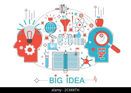 Modern graphic flat line design style infographics concept of Big idea and creative ideas with icons, for website, presentation and poster Stock Vector