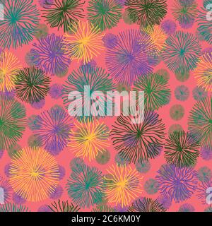 Seamless pattern with abstract floral structures and elements. Vector illustration. Stock Vector